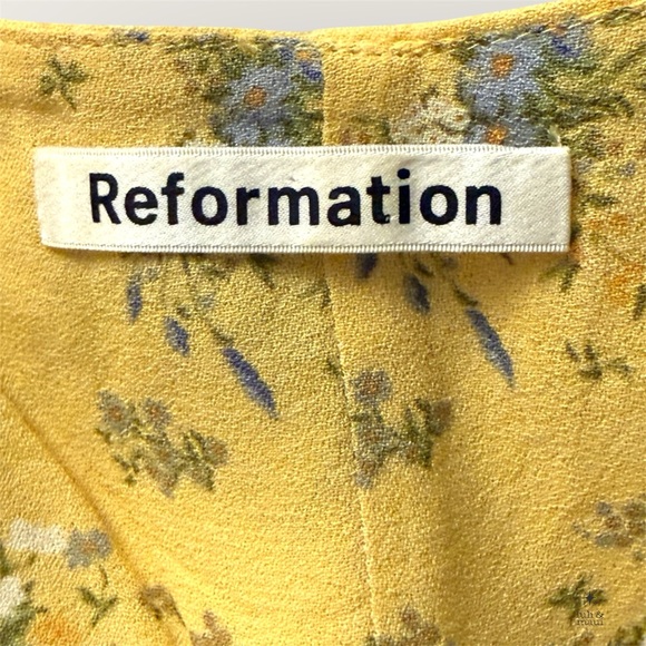Reformation Floral Tunic Slip Dress Yellow Pastel Cottagecore Summer Top SzSmall - Picture 3 of 5